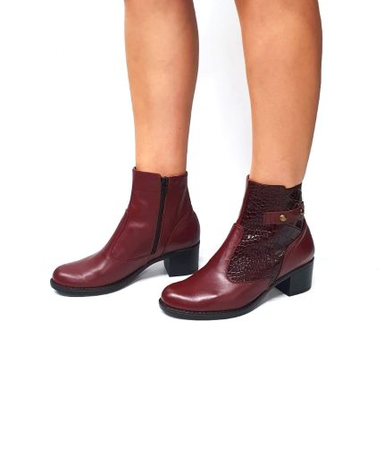 Ghete dama din piele naturala -Bordo Box cu Croco - GX53 BoBC