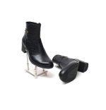 Ghete dama din piele naturala -Negru Box cu Croco - GX53 NBC