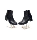 Ghete dama din piele naturala -Negru Box cu Croco - GX53 NBC