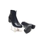 Ghete dama din piele naturala -Negru Box cu Pietre - GX53 NBP