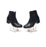 Ghete dama din piele naturala -Negru Box cu Pietre - GX53 NBP