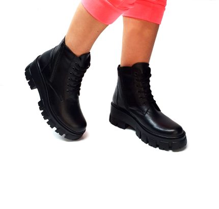Bocanci dama din piele naturala - Negru Box - BC35 NB