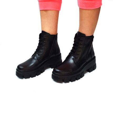 Bocanci dama din piele naturala - Negru Box - BC35 NB