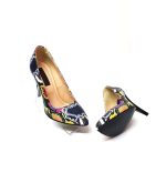 Pantofi dama stileto din piele naturala - Croco Colorat - 2691 CC
