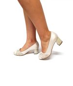 Pantofi dama din piele naturala - Bej Sidef cu Firicel Auriu - A13 BSFA