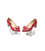 Pantofi dama din piele naturala - Rosu Box cu Patratele 3D - A12 RBP3D