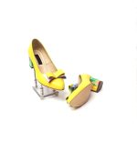 Pantofi dama din piele naturala - Galben + Fulger- A12 GF