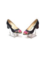 Pantofi dama din piele naturala - Negru Box cu Croco Rosu - A3 NBCR