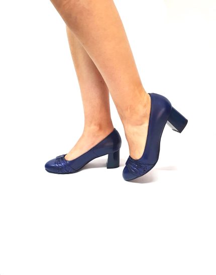 Pantofi dama din piele naturala - Bleumarin cu Straveziu - A13 BS