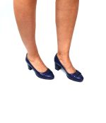 Pantofi dama din piele naturala - Bleumarin cu Straveziu - A13 BS