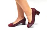Pantofi dama din piele naturala - Bordo Box cu Antilopa si Pietre Bordo - C33 BBAPB