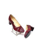 Pantofi dama din piele naturala - Bordo Box cu Antilopa si Pietre Bordo - C44 BBAPB