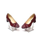 Pantofi dama din piele naturala - Bordo Box cu Antilopa si Pietre Bordo - C44 BBAPB