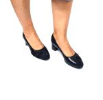 Pantofi dama din piele naturala - Negru Box cu Antilopa si 3D - C44 NBA3D