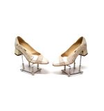 Pantofi dama din piele naturala - Bej sidef cu firicel auriu - 505 BSFA