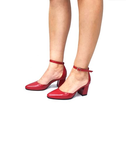 Sandale dama din piele naturala Rosu box- D14 RB