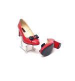 Pantofi dama din piele naturala - Rosu cu picatele colorate - A14 RPC