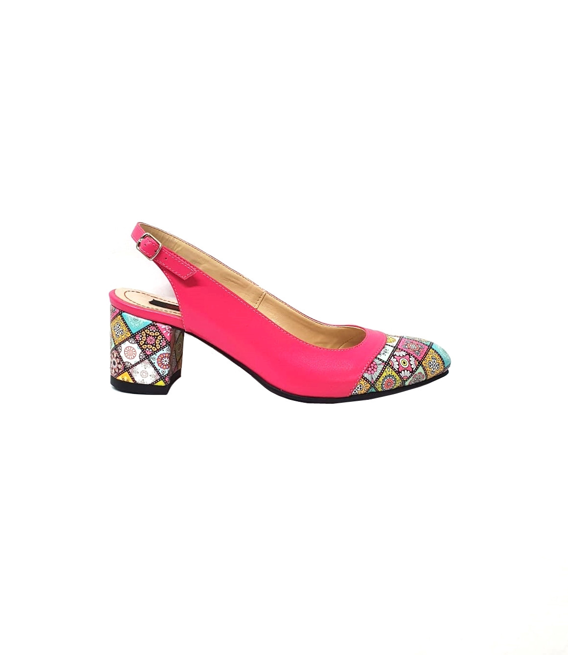 Sandale dama din piele naturala -Roz cu patratele 3D - A55 RP3D Sandale dama din piele naturala -Roz cu patratele 3D - A55 RP3D