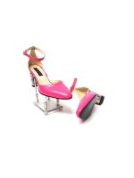 Sandale dama din piele naturala Roz cu patratele 3D - D14 RP3D
