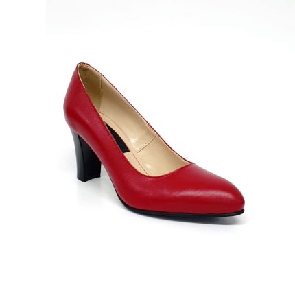 Pantofi dama din piele naturala - Rosu Box  - A28 RB