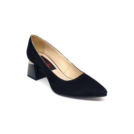 Pantofi dama din piele naturala - NEGRU ANTILOPA - A18 NA