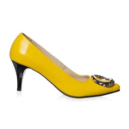 Pantofi dama din piele naturala -GALBEN BOX- A31 GB