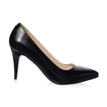 Pantofi dama din piele naturala -NEGRU BOX - A16 NB