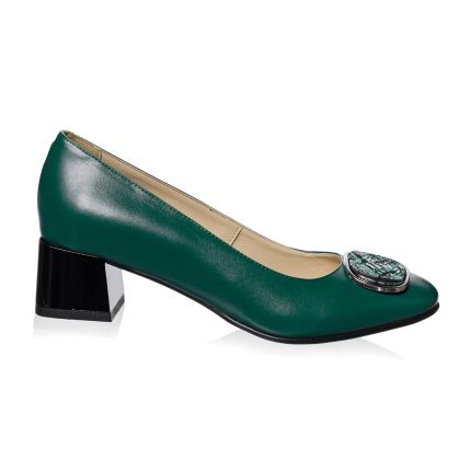 Pantofi dama din piele naturala VERDE BOX CU VERDE STRAVEZIU -A21 VBVS