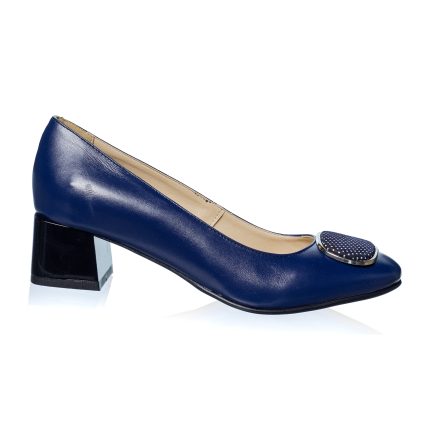 Pantofi dama din piele naturala BLUE BOX CU PICATELE ALBE -A21 BPA