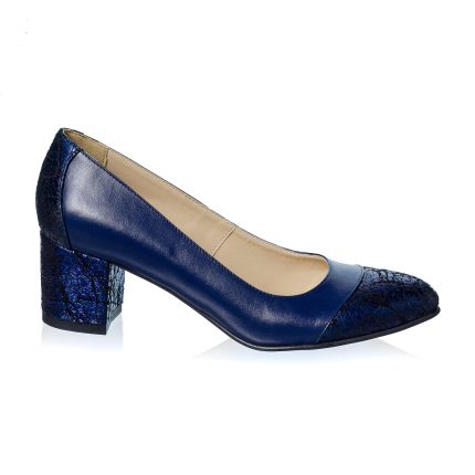 Pantofi dama din piele naturala  - BLUE CU STRVEZIU BLUE - A5 BSB